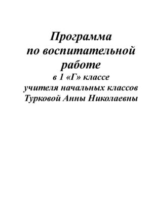 Туркова А.Н. 1 Г класс.Программа по восп.работе