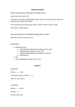 Cuentas nómina septiembre 