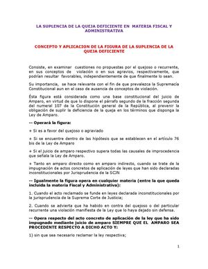 LA SUPLENCIA DE LA QUEJA