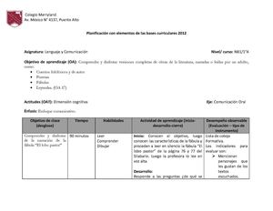 planificación de lenguaje y comunicación 8
