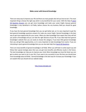 Make career with General Knowledge