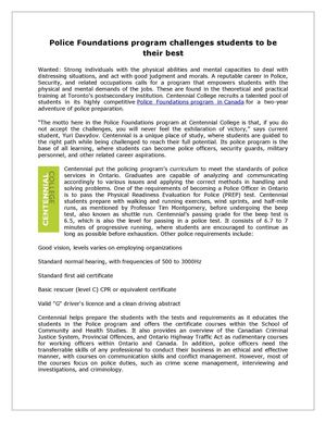 Police Foundations program challenges students to be their best