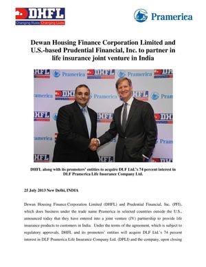 DHFL & Prudential Financial, Inc.- Life Insurance Joint Venture in India
