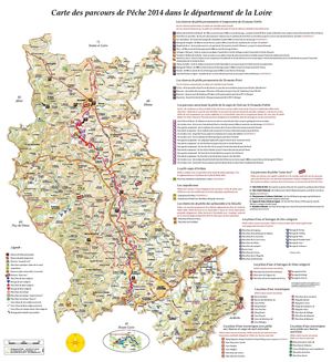 Carte des parcours de Pêche 2014 dans le département de la Loire