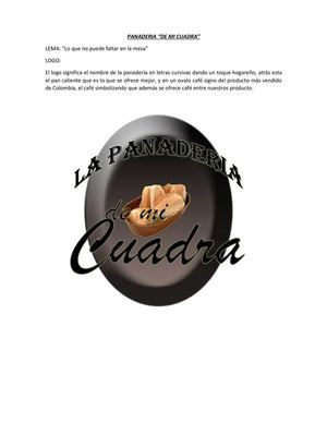 Empresa Panaderia "De mi cuadra"