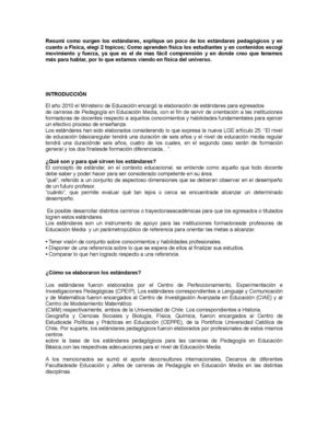 Resumen Texto:  Estándares pedagógicos.