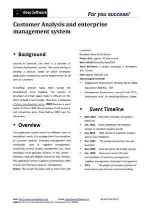 Case Study of Offshore Development Center—Customer Analysis and enterprise management system