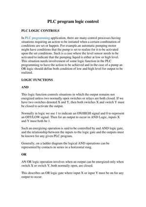 PLC program logic control