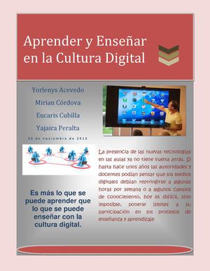 Aprender y Enseñar en la Cultura Digital