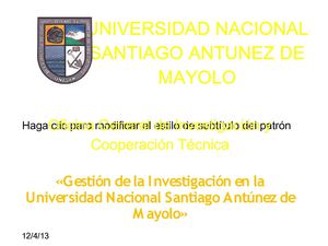 Gestión de la Investigación en la Universidad Nacional Santiago Antúnez de Mayolo