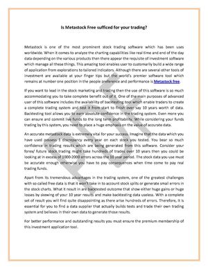 Is Metastock Free sufficed for your trading? 