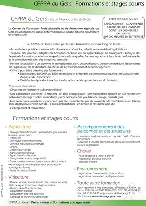 Catalogue formations CFPPA du Gers