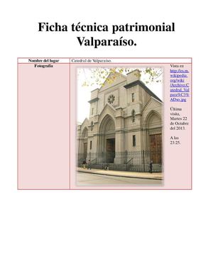 Ficha Patrimonial Catedral de Valparaíso