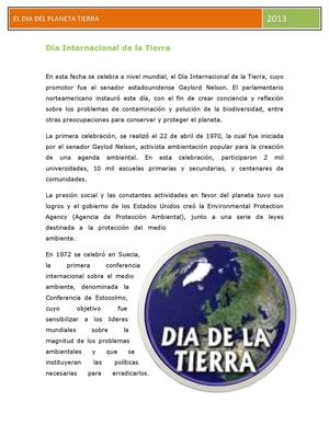 EL DÍA DEL PLANETA TIERRA
