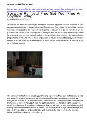 Spyware Removal Free Get your Free Anti Spyware Today