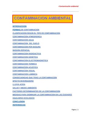 La contaminacion ambiental