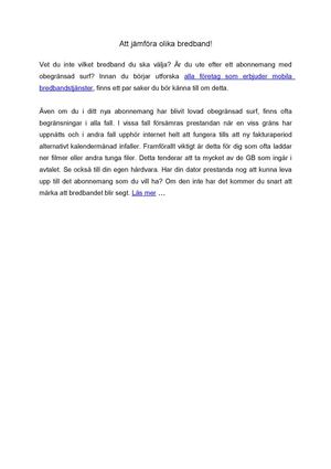 Att jämföra olika bredband!