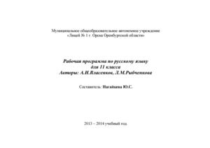 Русский язык 11 класс Власенков.