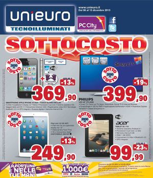 Volantino Unieuro dal 6/12 al 15/12/2013