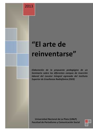 Tesis: El Arte de Reinventarse. UNLP Kovvalijszyn-Tomaselli