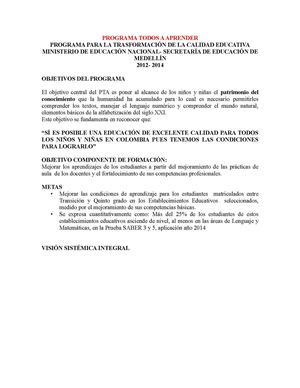 PROGRAMA TODOS A APRENDER