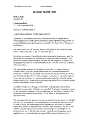 Location Release Form Part 2 