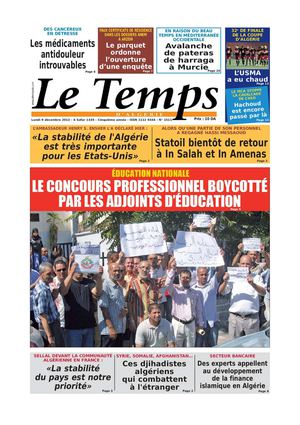 Le Temps d'Algérie Edtion du Lundi 09 Décembre 2013