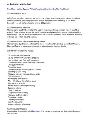 DS Domination "What The Heck Is It"