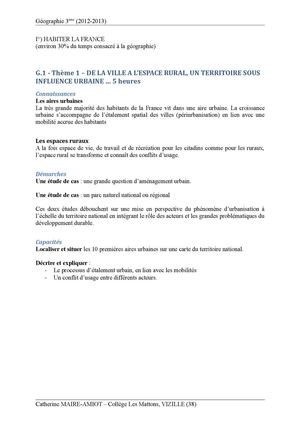 Cours 3è. Un territoire sous influence urbaine