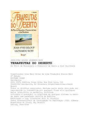 TERAPEUTAS DO DESERTO - JEAN-YVES LELOUP E LEONARDO BOFF