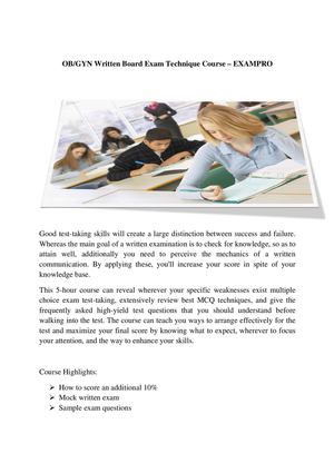 OB/GYN Written Board Exam Technique Course – EXAMPRO