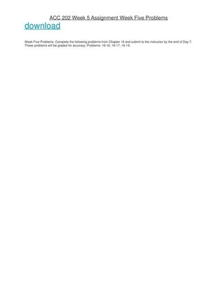 Calaméo - ACC 202 Week 5 Assignment Week Five Problems
