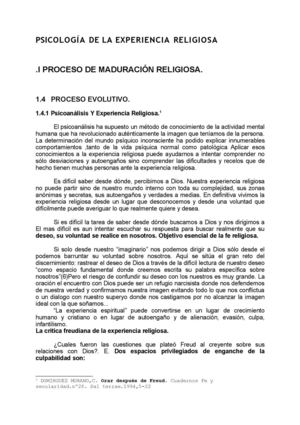 1b. Proceso de maduración religiosa (Psicología de la experiencia religiosa)