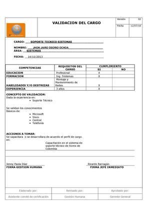 Formato Validacion del Cargo V2