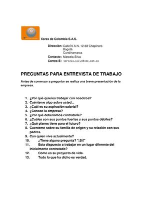 Preguntas para entrevista