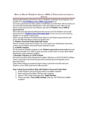 How to Reset Windows Server 2008 r2 Password on Lenovo Server
