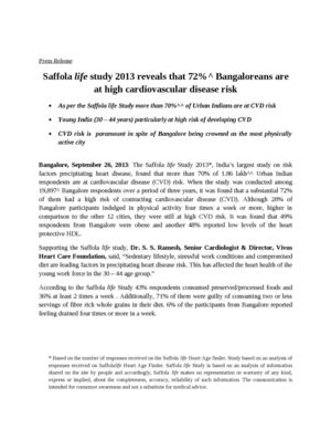 saffola study- high cardiovascular risks among urban population