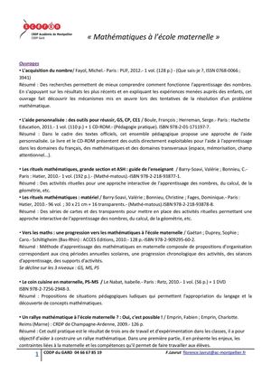 Mathématiques à l'école maternelle