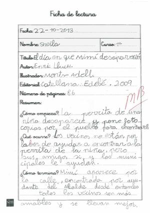 Fichas de lectura de 1º de Primaria