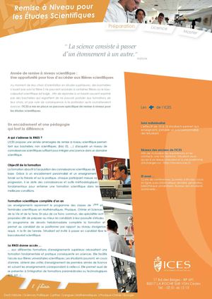 ICES - Année de remise à niveau scientifique - RNES