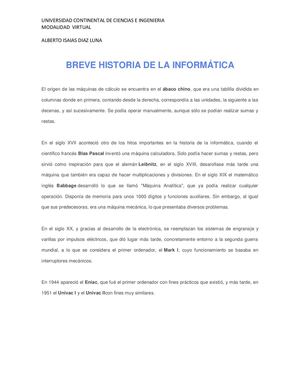 RESUMEN HISTORIA DE LA INFORMATICA