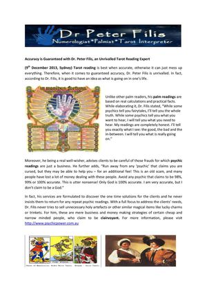 Accuracy is Guaranteed with Dr. Peter Filis, an Unrivalled Tarot Reading Expert