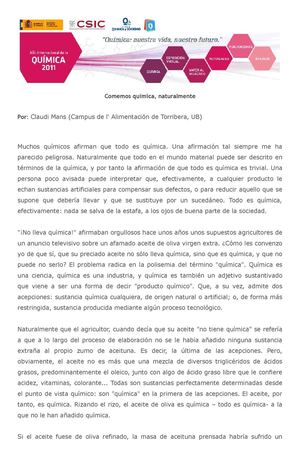 Comemos Química  - 2011 año de la quimica