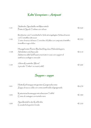 Speisekarte 2013