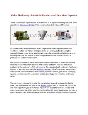 Industrial Blenders and Guar Gum Plants Manufacturer, Exporter
