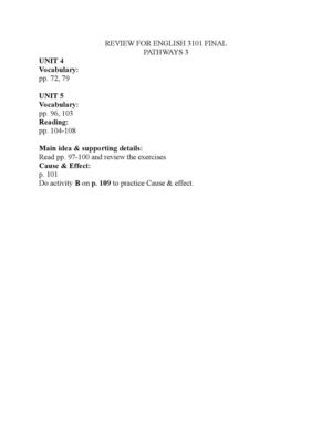 Review for Final ENG 3101