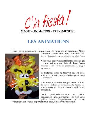 Catalogue Animation C' la Fiesta Limoges