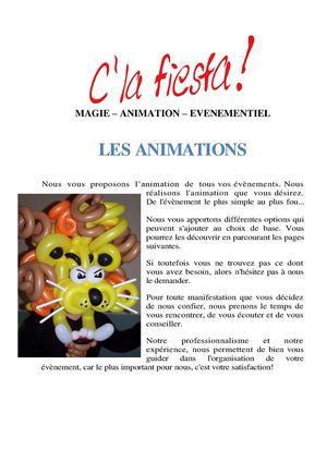 Catalogue Animation C' la Fiesta Strasbourg