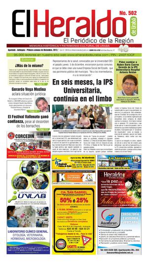 EL HERALDO DE URABA EDICION 502 SEGUNDA SEMANA DE DICIEMBRE DE 2013
