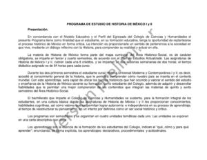 Programa de Hisotira de México versión preliminar